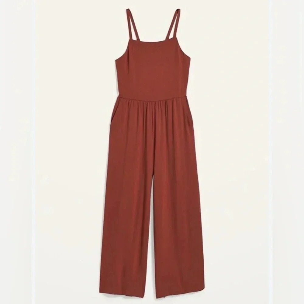 Old Navy Brown Knit Cami Wide Leg Jumpsuit Size L - Picture 2 of 7